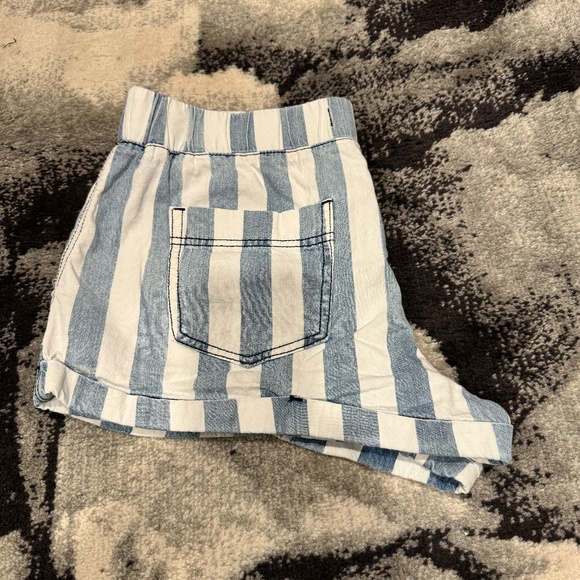 REWASH Blue White Striped Pull-On Shorts Cuffed Hem Elastic Waistband Size Large - Picture 6 of 7